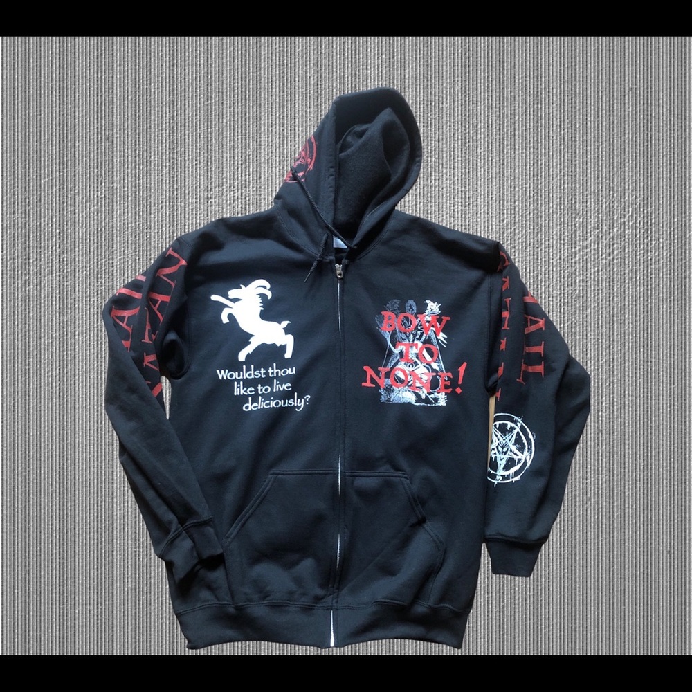 Baphomet hoodie LARGE Size hail Satan full zip sweatshirt